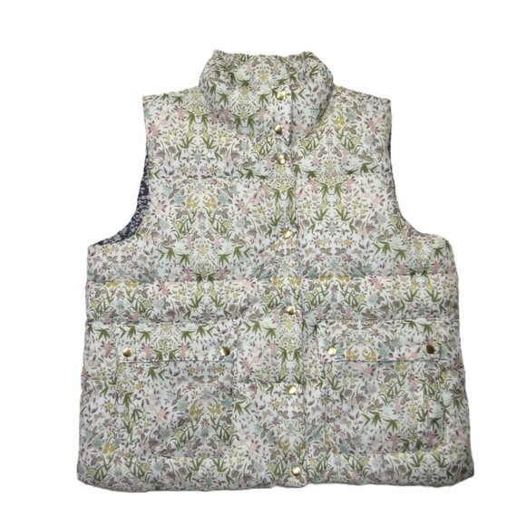 NWoT J.Crew Puffer Vest in Ivory Liberty Tapestry Floral Primaloft L - Picture 2 of 5